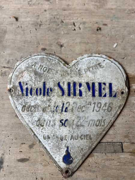 French Vintage Memorial Enamel Heart