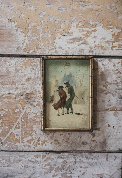 Sweet Antique Framed Cold Snap Painting