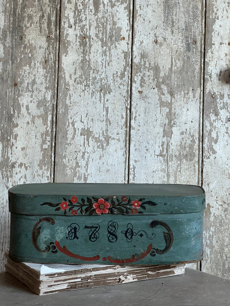 Antique Painted Wooden Box 1780