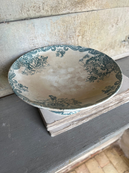 French Floral Transferware raised dish