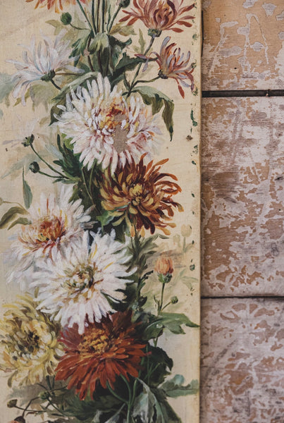 Rustic Floral Oil on Canvas