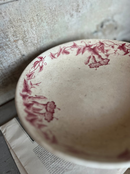 Beautiful French Floral Transferware raised dish