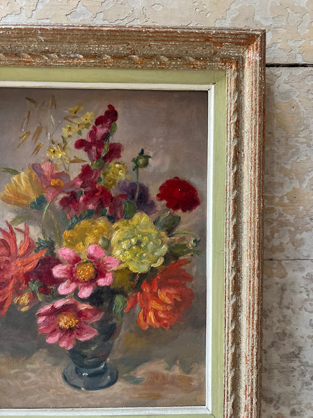 Beautiful Framed French Bright Floral Oil