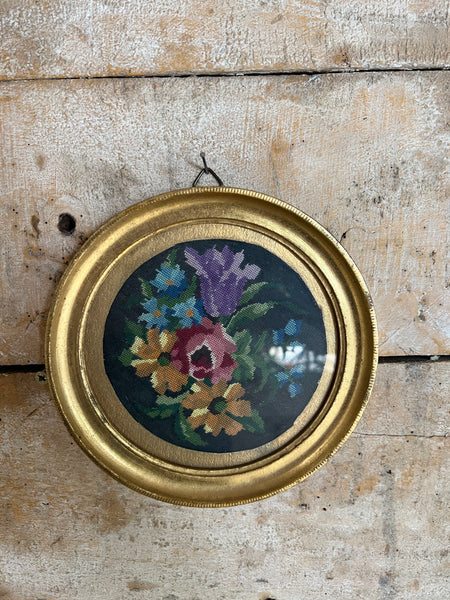 Vintage French Framed Embroidery