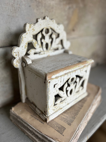 Folk art wooden salt box