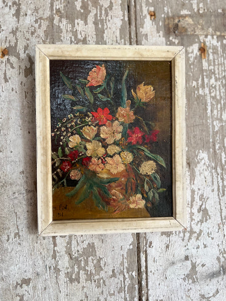 Beautiful Shabby Chic Framed Floral Oil