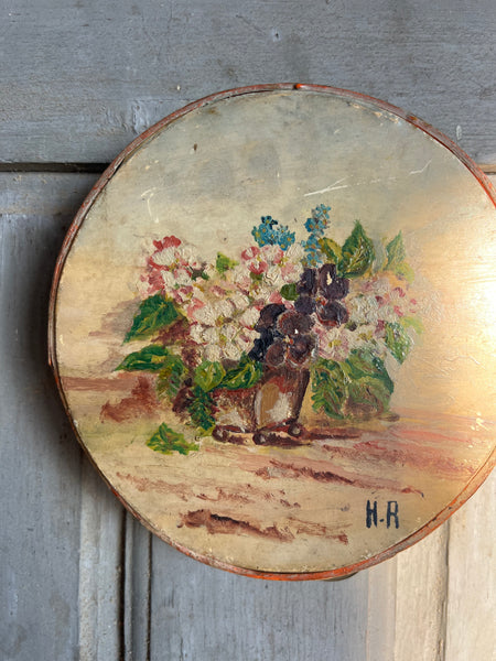 Sweet Painted Floral French Vintage Tambourine