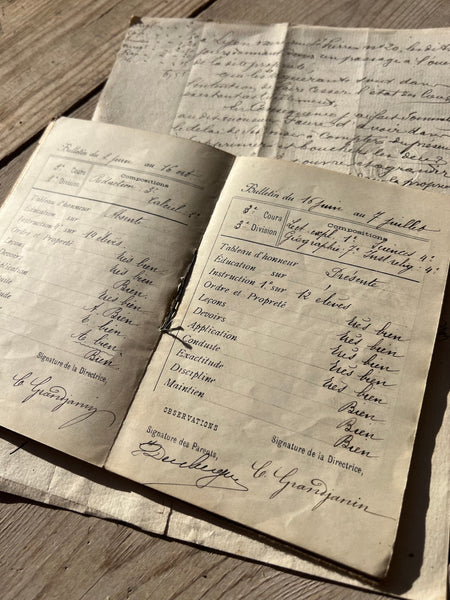 1919 French Boarding School Report Book