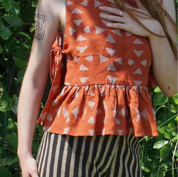 Hand Died Linen Top XS