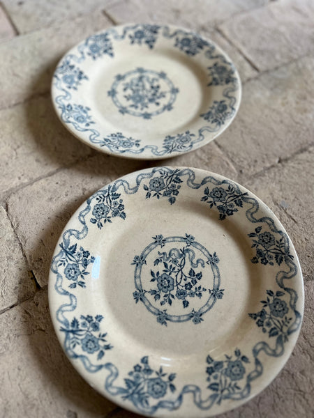 French Aged Transferware Plates