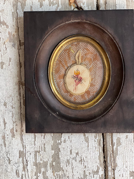 French Framed Handpainted Sacred Heart