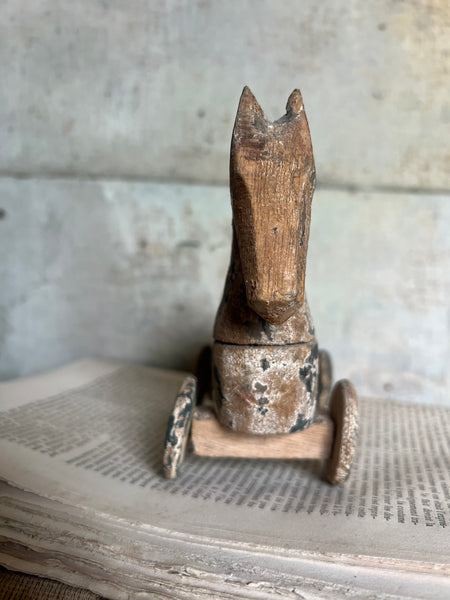 Antique Wooden Horse on Wheels