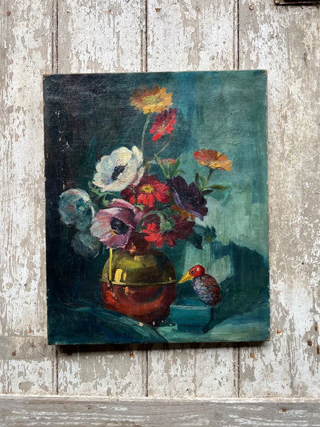 Dark Floral Oil on Canvas