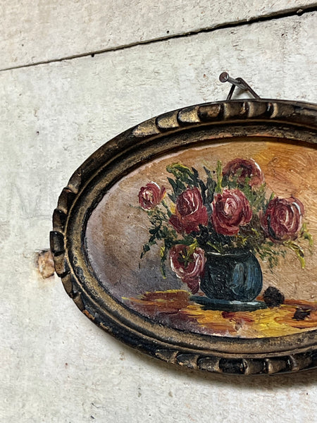 Small Framed French Floral Oil Painting