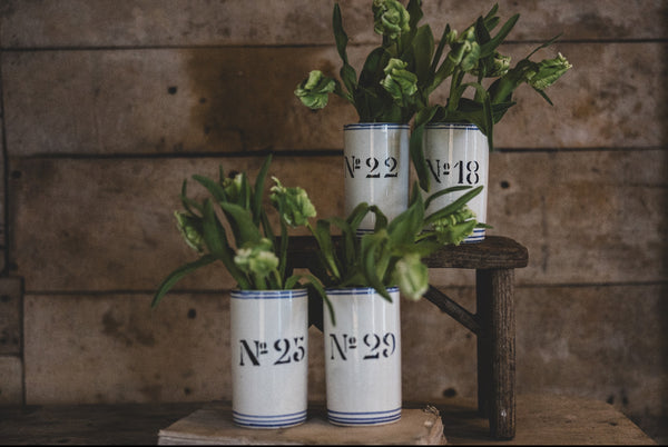 Antique Numbered Spongware Mugs