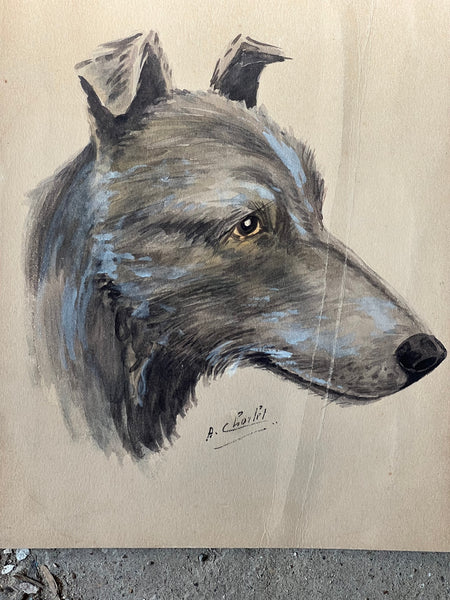 Sweet Vintage Dog Painting