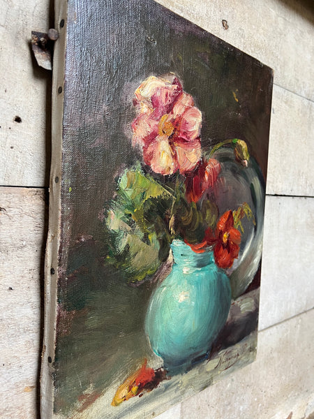 French Floral Oil on Canvas