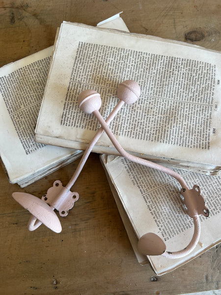 Pink painted french wall hooks