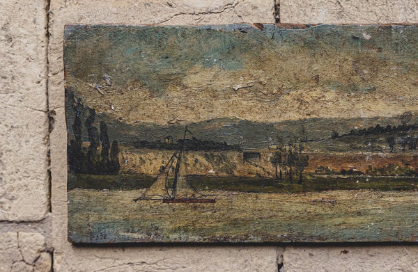 Small French Antique Boat Painting