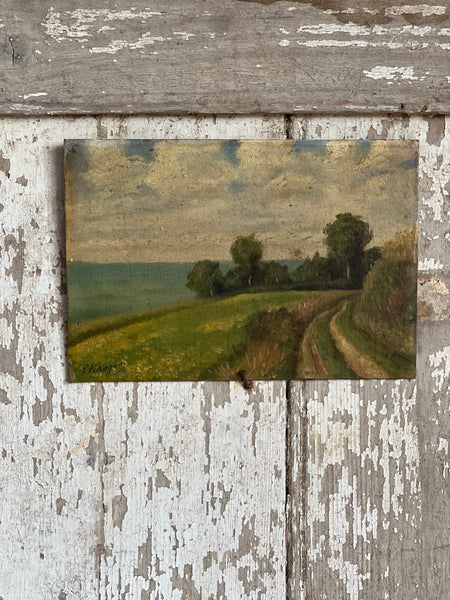 1894 French Landscape Oil on Board