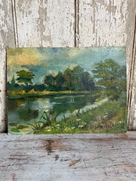 French Landscape Oil on Board