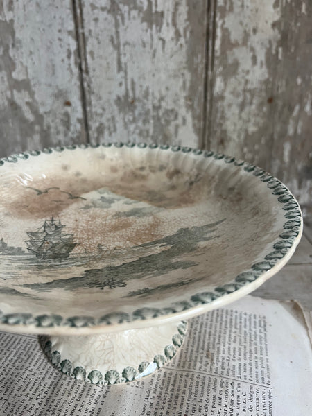 Beautiful French Transferware raised dish