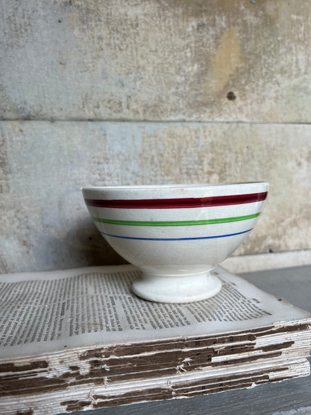 Rustic Striped French Cafe au Lait bowl