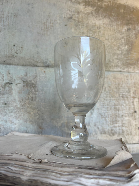 Vintage French Etched Floral Glass