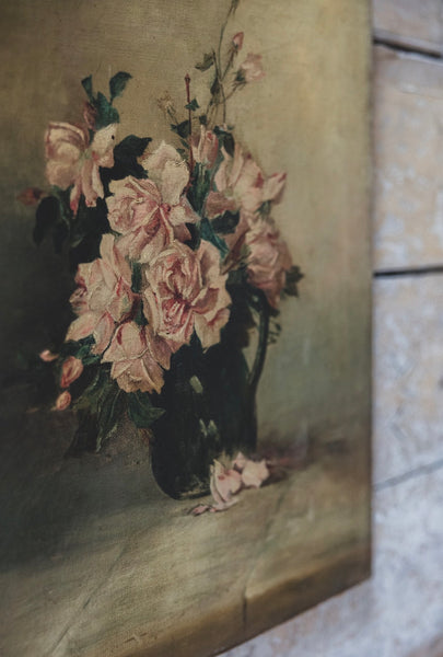 1908 Floral Oil Painting on Canvas