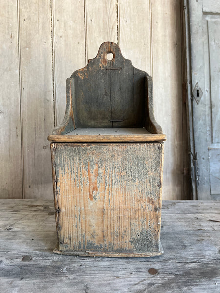 Folk art wooden salt box