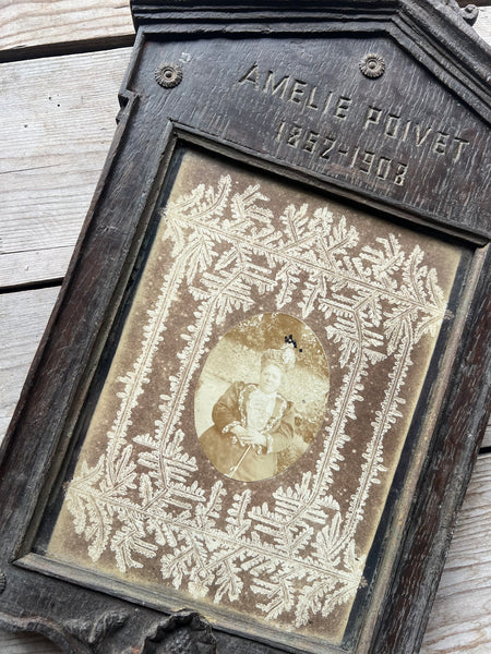 Antique Carved Memorial Frame