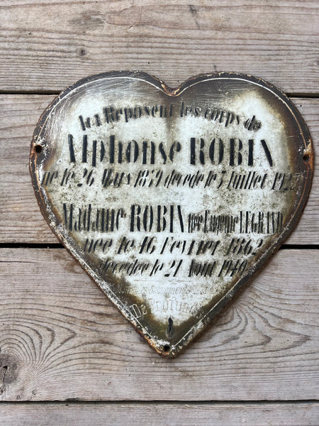 Large Vintage French Rustic Memorial Heart