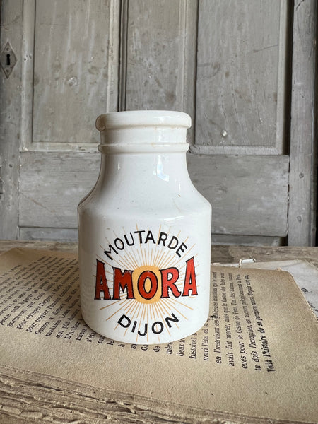 Branded French Ironstone Mustard Jar