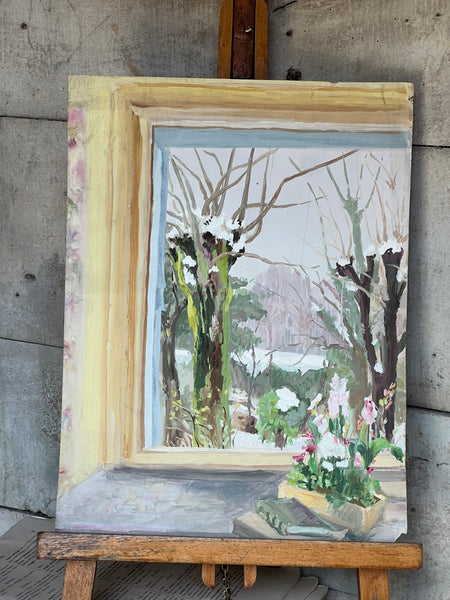 Sweet Vintage French Oil Painting