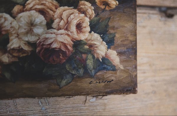 French Floral Oil on Canvas