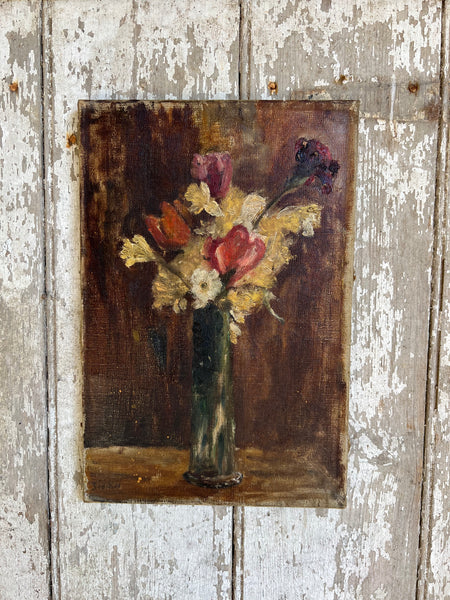 French Floral Oil on Canvas