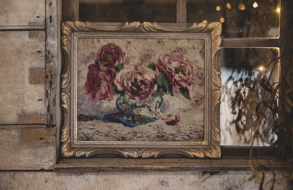 Framed Floral Oil Painting