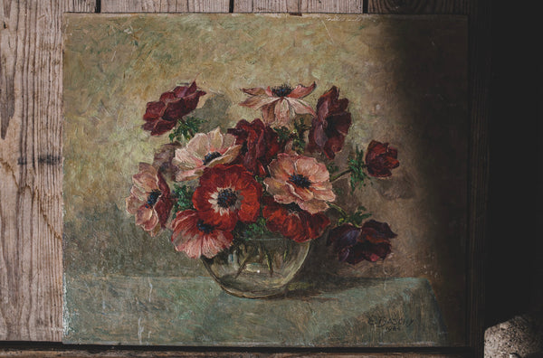 Beautiful French Floral Oil on Board