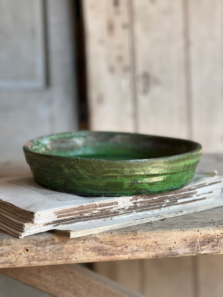 Antique Green Provençal Dish