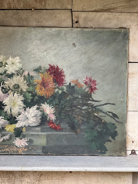 Large Floral Oil Painting on Canvas