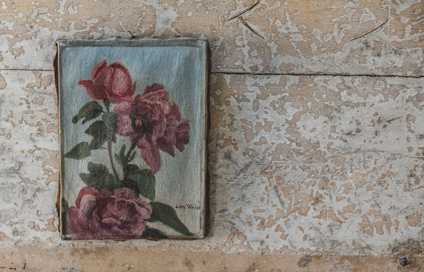 Vintage French Floral Oil on Canvas