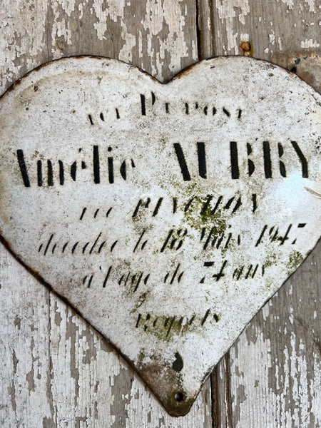 French Vintage Enamel Memorial Heart from 1947