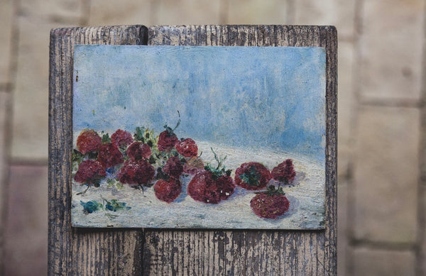 Vintage Small Strawberry Oil Painting