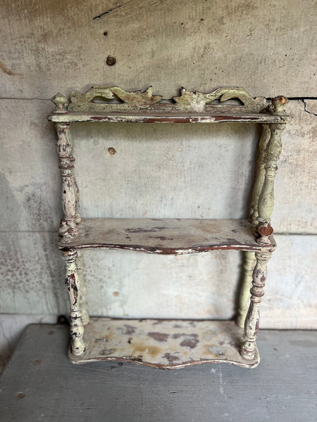 Gorgeous chippy paint vintage shelf unit