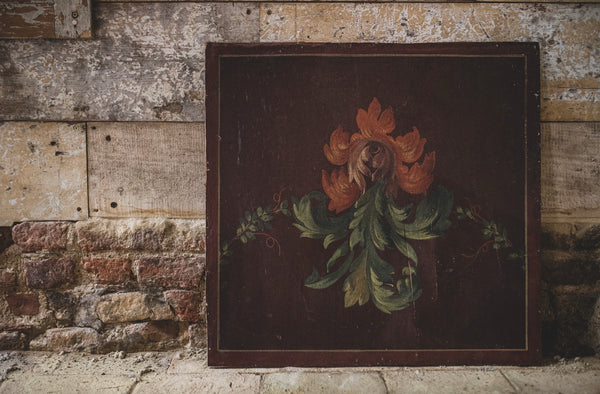 French Vintage Floral Painting on Board