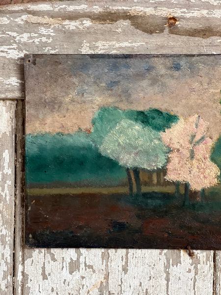 French 1923 Landscape Oil on Board