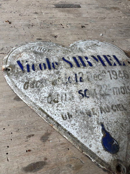 French Vintage Memorial Enamel Heart
