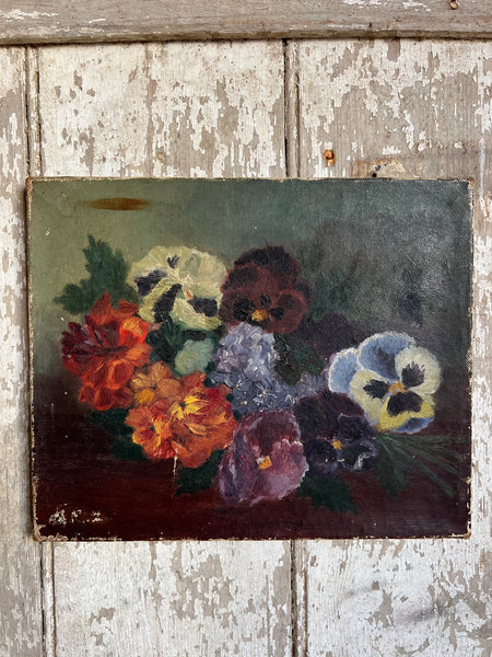 Beautiful Dark French Floral Oil on Canvas