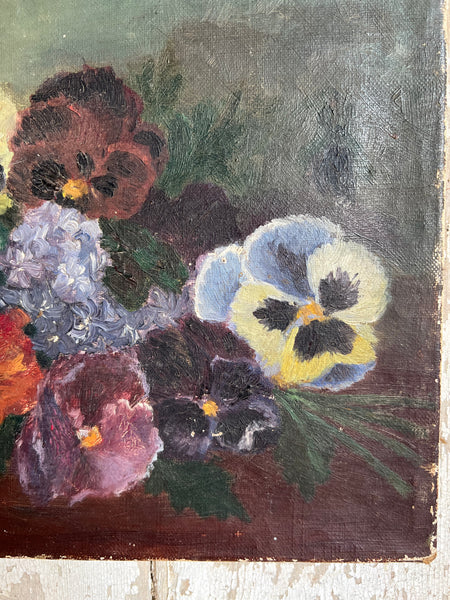 Beautiful Dark French Floral Oil on Canvas