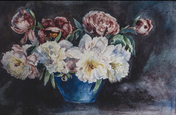 Large Beautiful Flower Watercolour Painting 1938